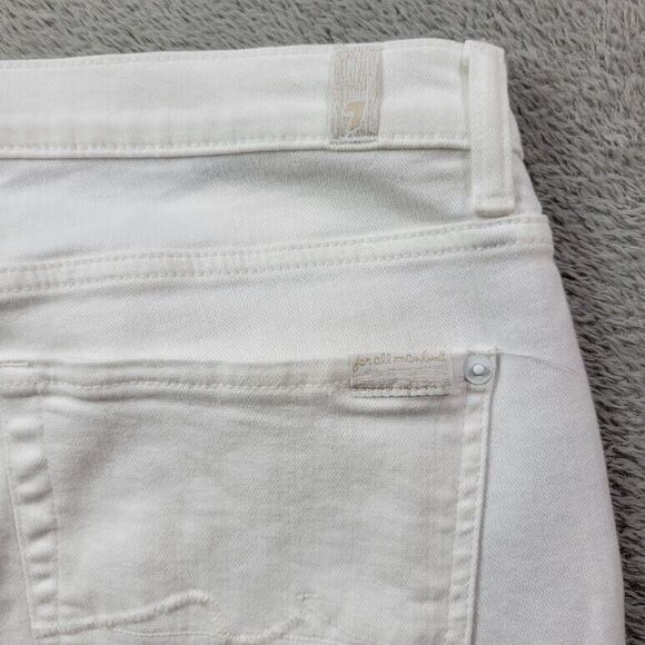 7 For All Mankind Jeans Women 32x32 White Original Bootcut Wide Baggy Y2K Skater - Picture 10 of 16